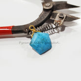 Turquoise Howlite Wire Wrap Pendant, Pentagon Shape Handmade Pendant, Gold Electroplated Necklace, December Birthstone